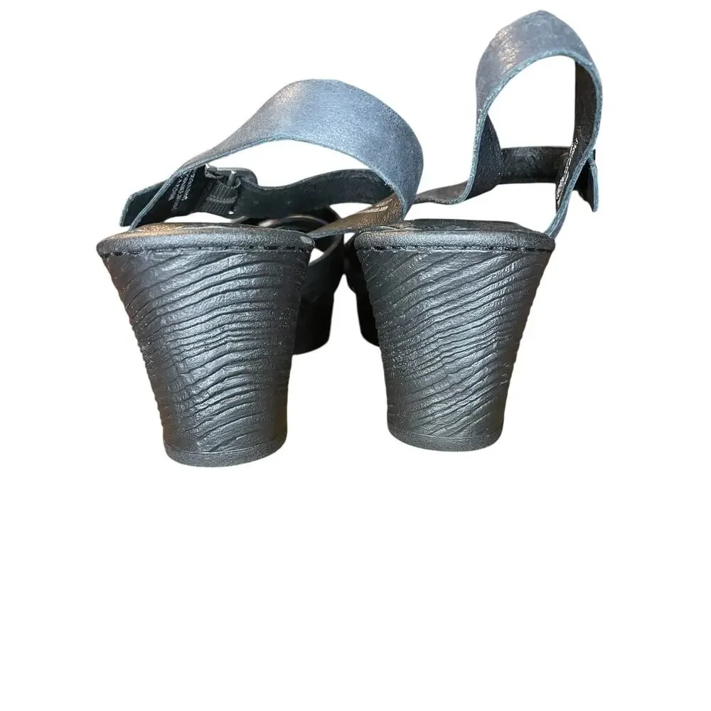 Born Women's Carmo Woven Strap Slingback Sandal US 8 Black Leather Block Heel - Picture 4 of 6